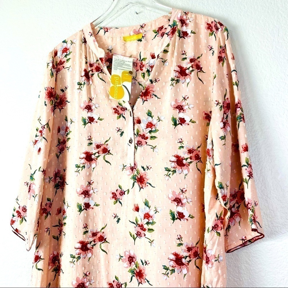 Mustard Clothing Peach Print Kurti Tunic Size 6